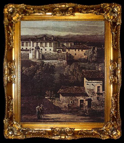 framed  Bernardo Bellotto Das Dorf Gazzada, Blick von Sud-Ost auf die Villa Melzi d